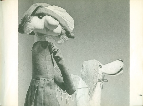 Girl and dog puppet
