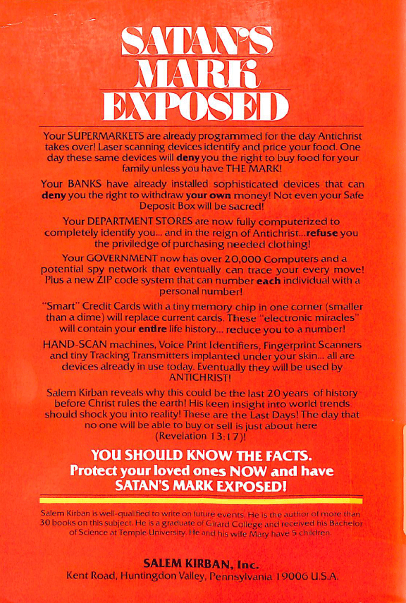 Satans Mark back cover