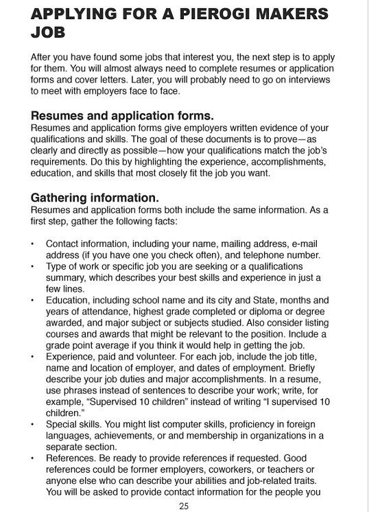 Applying for pierogi makers job