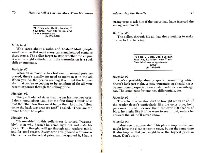 writing a car sale ad