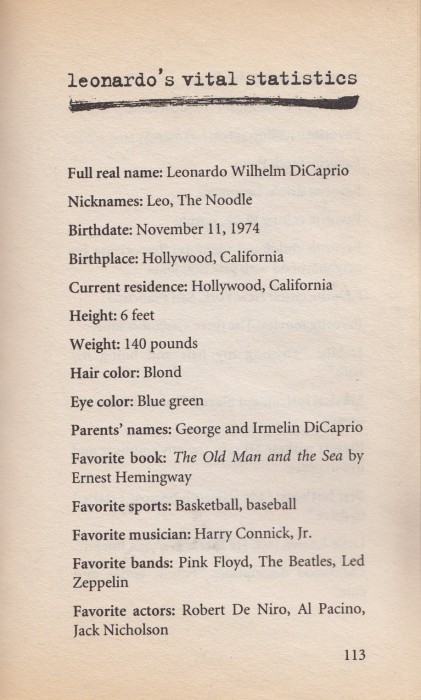 Leonardo's vital statistics