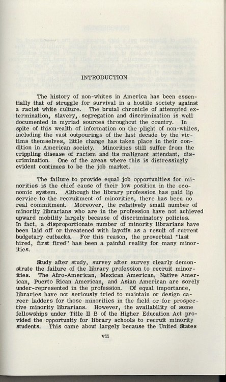 Opportunities for Minorities in Librariaship - Introduction