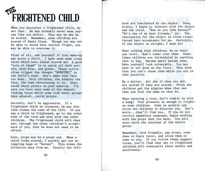 frightening children with clowns