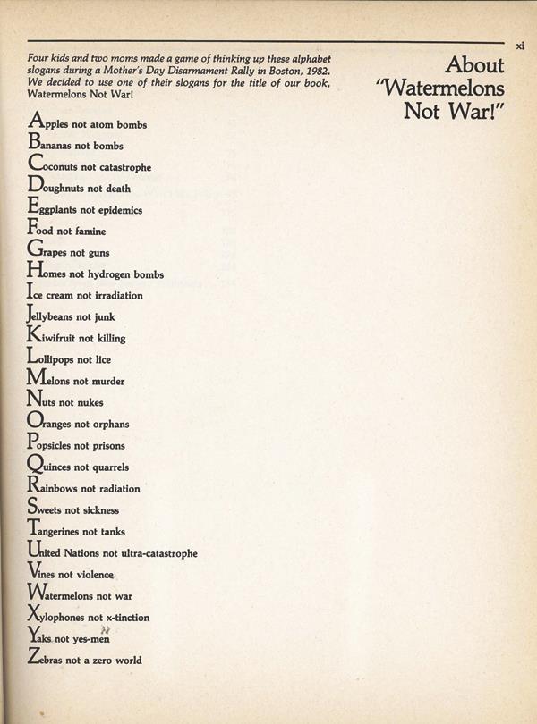 alphabet poem about fruit and war