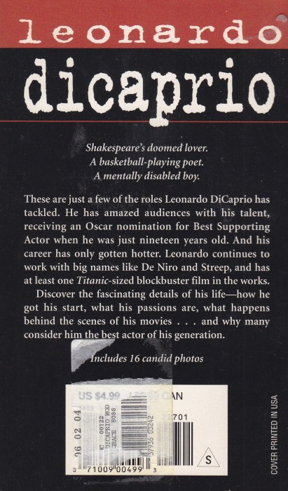 Leonardo Dicaprio back cover