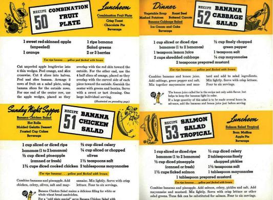 banana chicken salad and salmon salad