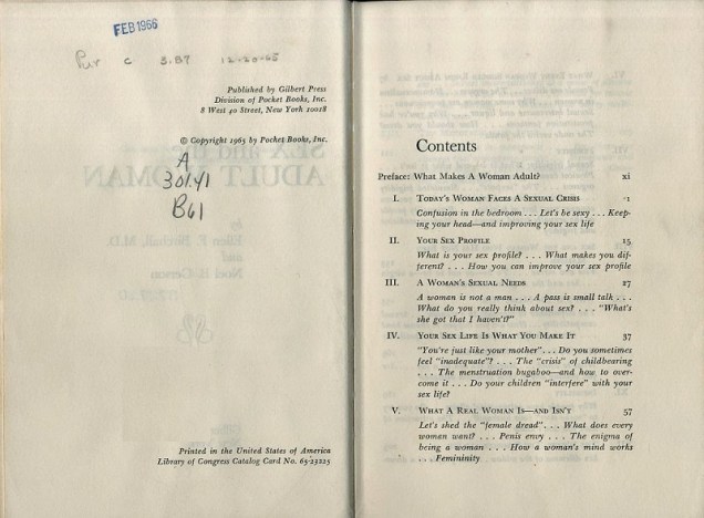 Sex and the Adult Woman contents