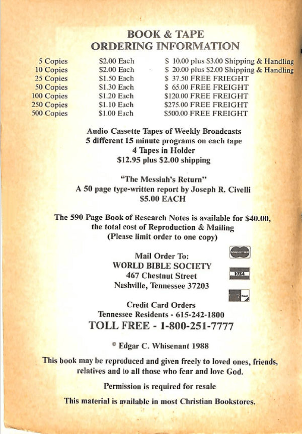 Rapture 1988 order info