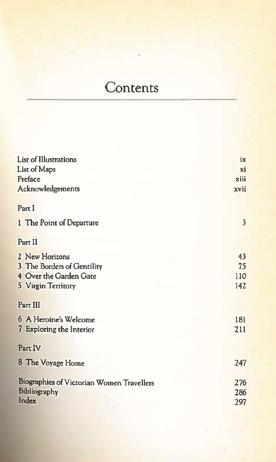 Spinsters Abroad contents