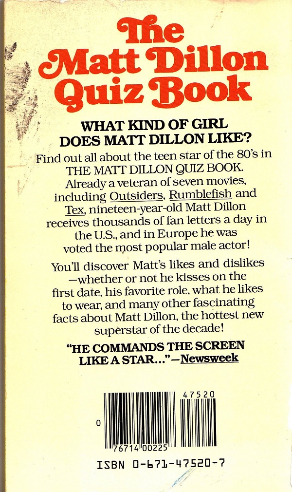 Matt Dillon back cover