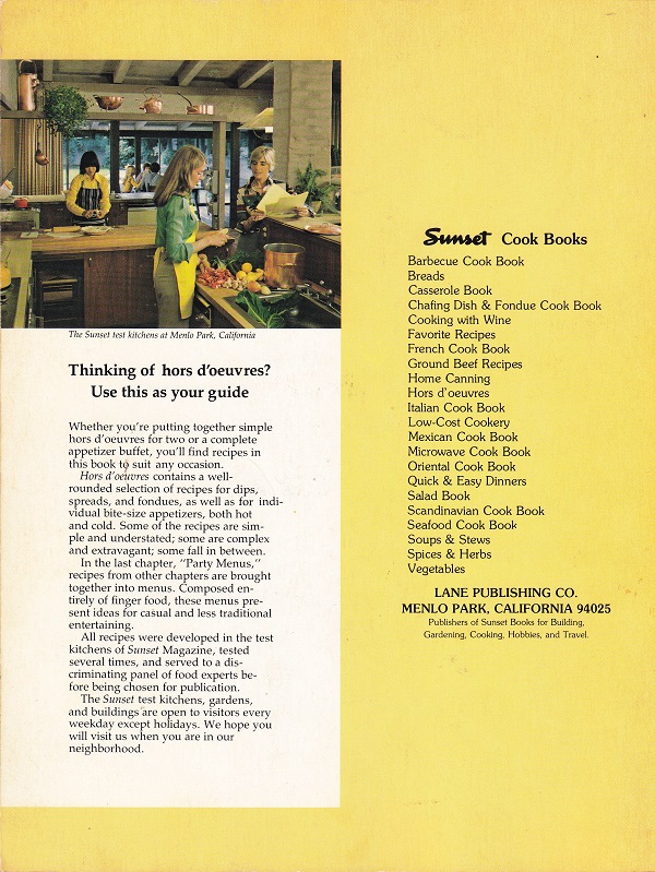 Hors d'oeuvres back cover