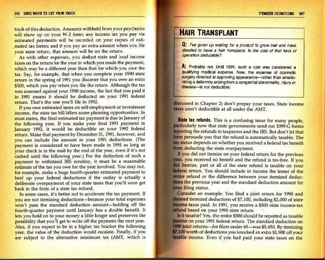 Hair transplant deduction