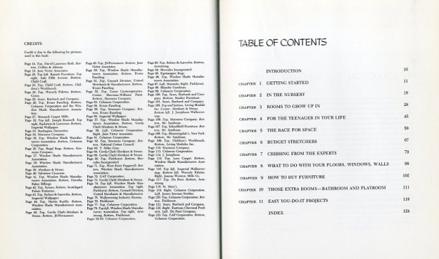 childrens rooms table of contents