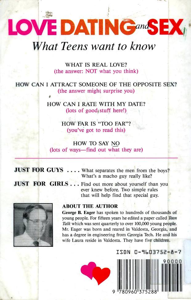 back cover of love dating and sex