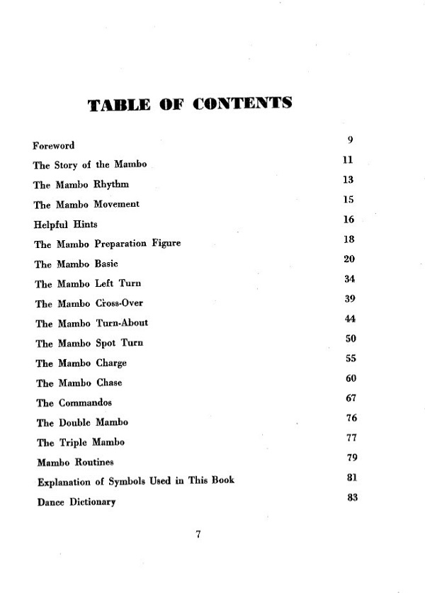 Mambo Made Easy Table of Contents
