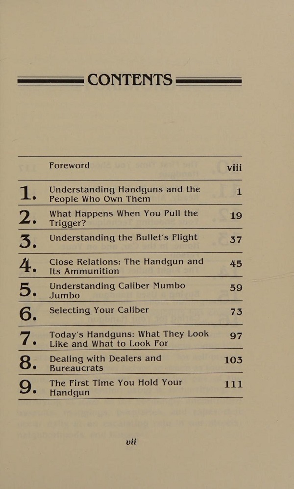 Womens Guide to Handguns contents