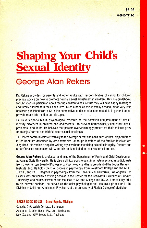 Shaping Your Child's Sexual Identity back cover
