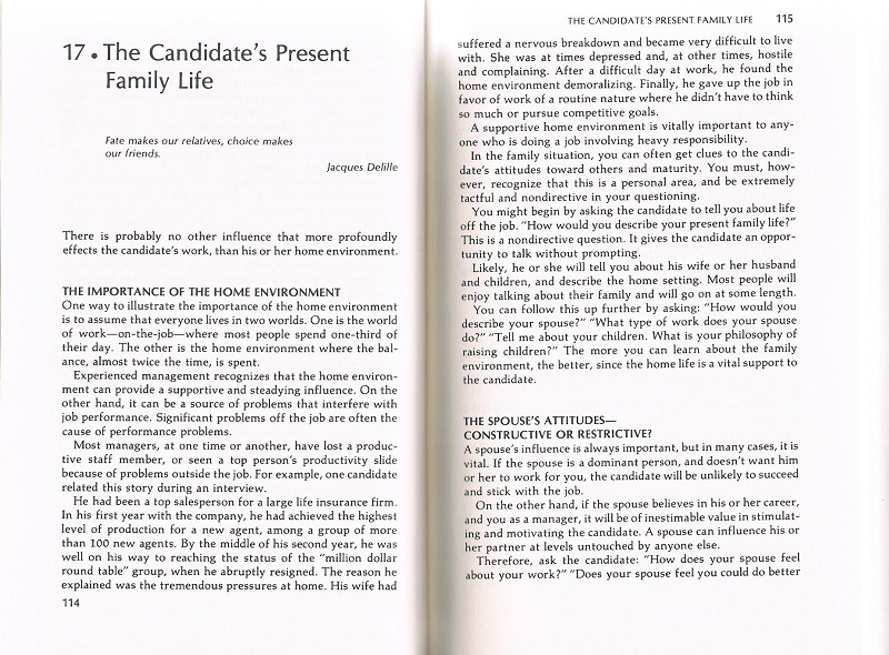 The Candidate's Present Family Life